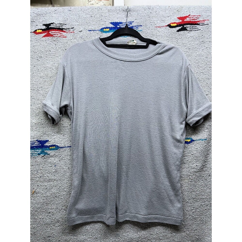 Vintage 70s 80s REI solid light blue grey t shirt super soft M
